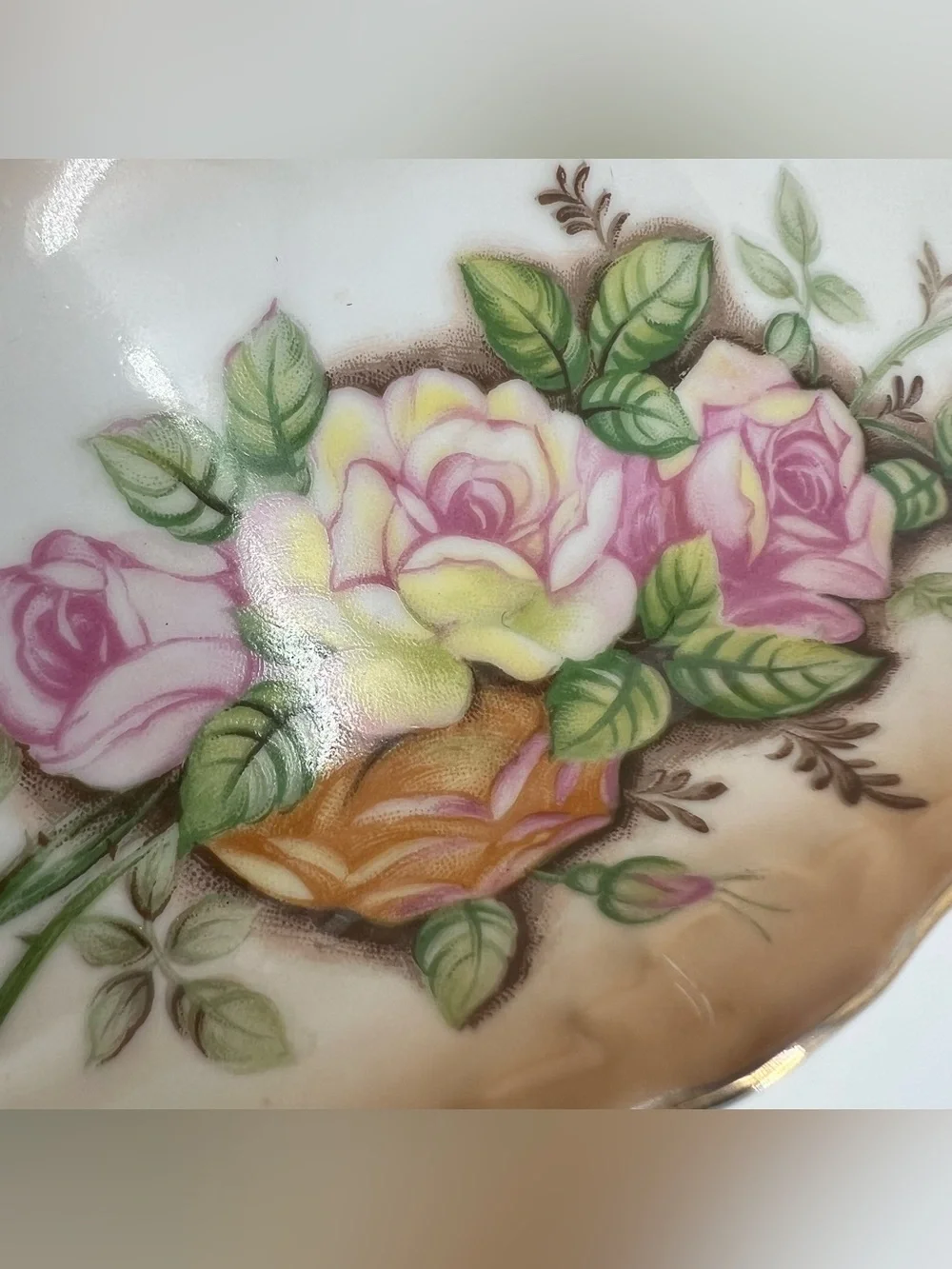 Ucagco Ceramics Japan Floral Trinket Tray 10” X 3” Skinny Slim Jewelry Dish